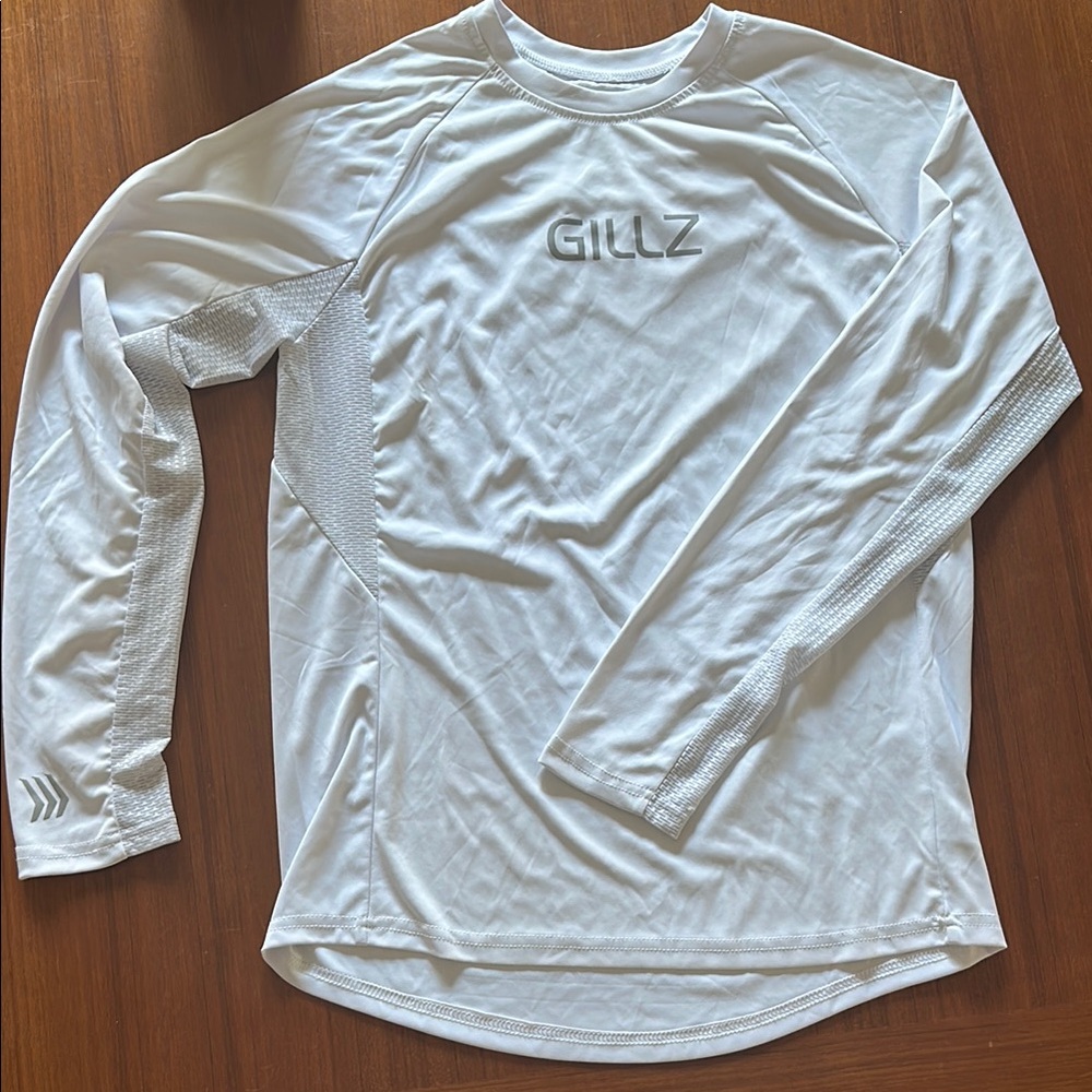 Gillz White Long Sleeve Ventilated Sun Shirt, Large